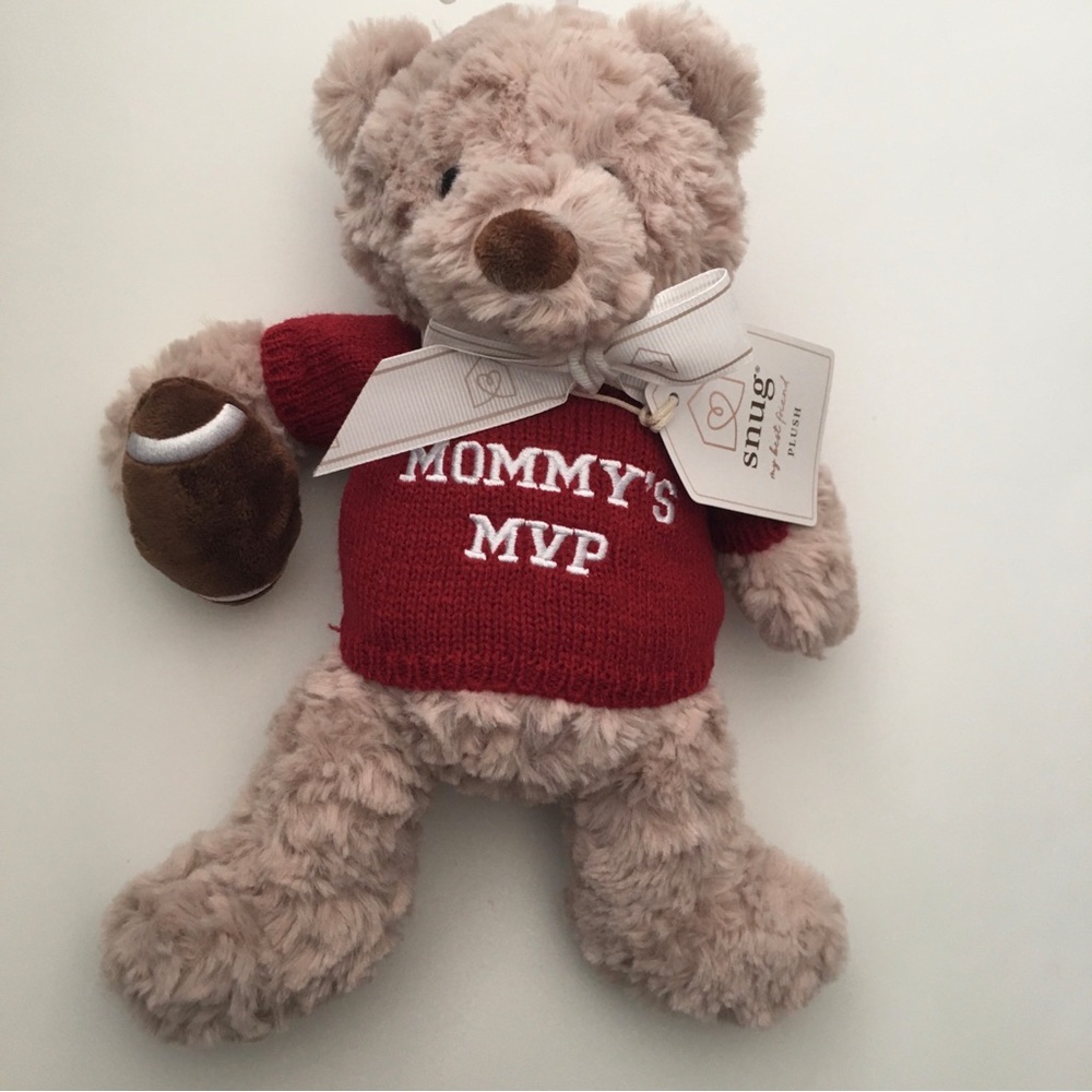 NEW Plush Teddy Bear - Red Sweater Embroidered “Mommy’s MVP” Baby Gift | Snug